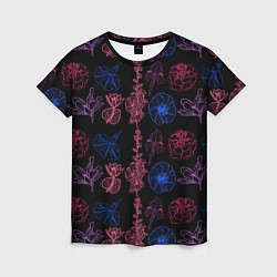 Женская футболка Неоновые разноцветные цветы