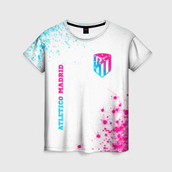 Футболка женская Atletico Madrid neon gradient style вертикально, цвет: 3D-принт