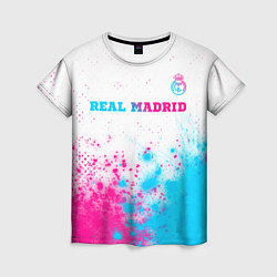 Футболка женская Real Madrid neon gradient style посередине, цвет: 3D-принт