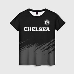 Женская футболка Chelsea sport на темном фоне посередине