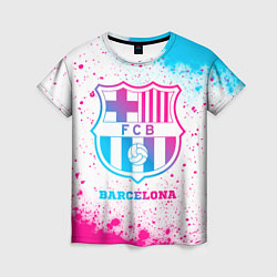 Женская футболка Barcelona neon gradient style