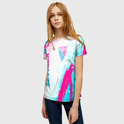 Футболка женская Sevilla neon gradient style вертикально, цвет: 3D-принт — фото 2