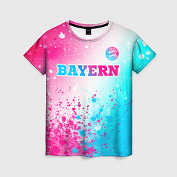 Женская футболка Bayern neon gradient style посередине