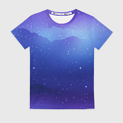 Женская футболка Синий космос и звезды
