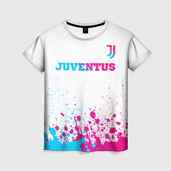 Женская футболка Juventus neon gradient style посередине