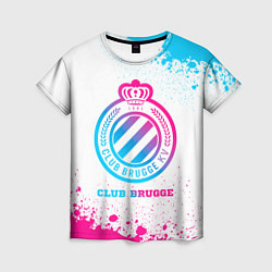 Женская футболка Club Brugge neon gradient style