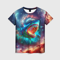 Женская футболка Пасть космической акулы - нейросеть