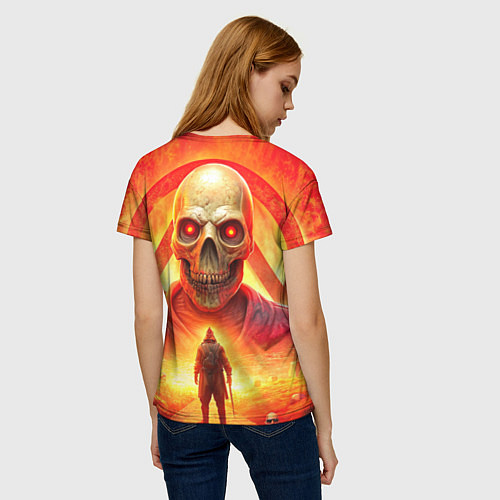 Женская футболка Abiotic Factor horror skull / 3D-принт – фото 4