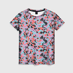 Женская футболка Неоновый пиксельный камуфляжный паттерн