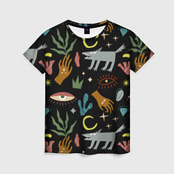 Женская футболка Мистический лес с волком