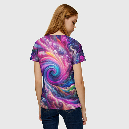 Женская футболка Абстракция, водоворот из ярких красок / 3D-принт – фото 4