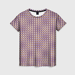 Женская футболка Сине-бежевый текстурированный квадраты-рябь