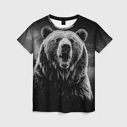 Женская футболка Большой бурый медведь оскал