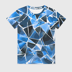 Женская футболка Чёрно-синяя абстракция и белые полосы