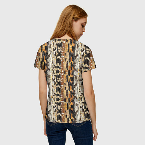 Женская футболка Текстура змеиной кожи в коричневых природных тонах / 3D-принт – фото 4