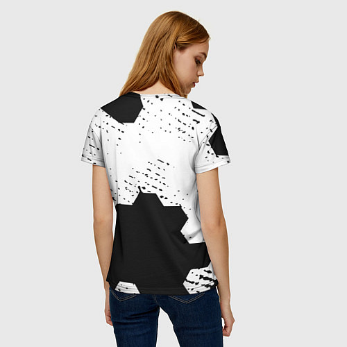 Женская футболка Juventus hexagon black sport / 3D-принт – фото 4