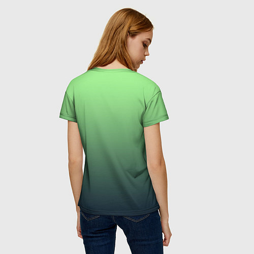 Женская футболка Градиент зелёный в синий / 3D-принт – фото 4