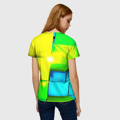 Женская футболка Зелёные кубы разломы / 3D-принт – фото 4