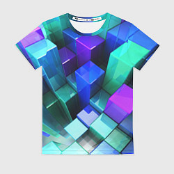 Женская футболка Неоновые кубы текстура