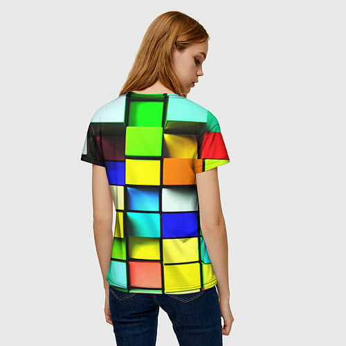 Женская футболка Оптические кубы / 3D-принт – фото 4