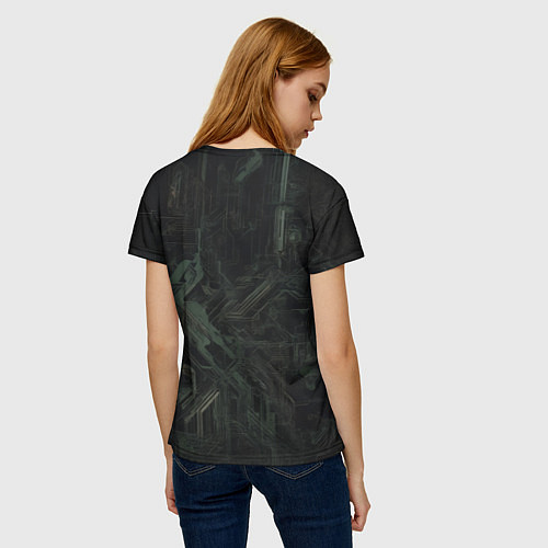 Женская футболка Девушка-киборг в защитной броне / 3D-принт – фото 4