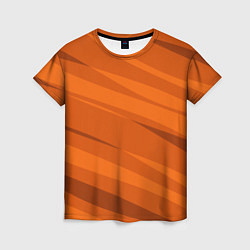 Женская футболка Тёмный оранжевый полосами