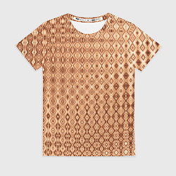 Футболка женская Светлый коричневый абстрактный узор, цвет: 3D-принт