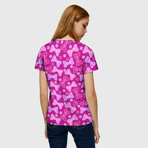 Женская футболка Розовые бантики / 3D-принт – фото 4