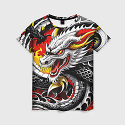 Женская футболка Огнедышащий дракон в японском стиле