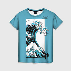 Женская футболка Большая волна в Канагаве - серфинг