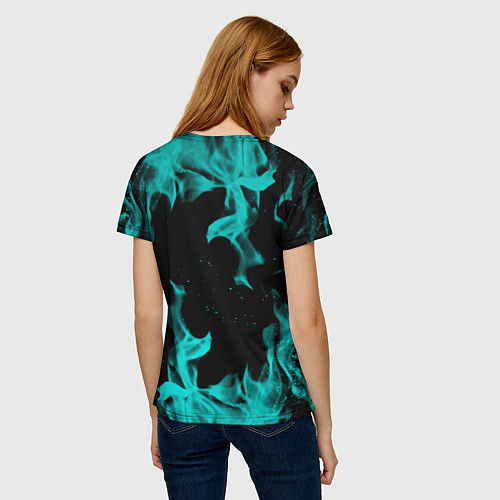 Женская футболка Вайпер flame neon game / 3D-принт – фото 4