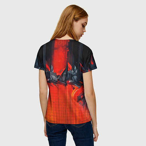 Женская футболка Андроид в красной броне / 3D-принт – фото 4