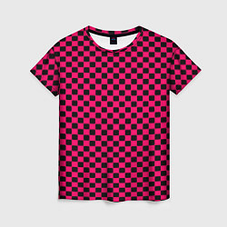 Женская футболка Паттерн розовый клетка