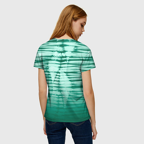 Женская футболка Tie-dye green stripes / 3D-принт – фото 4