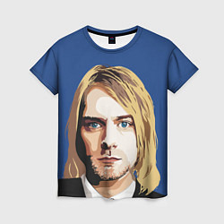 Женская футболка Курт Кобейн портрет