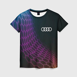 Женская футболка Audi neon hexagon
