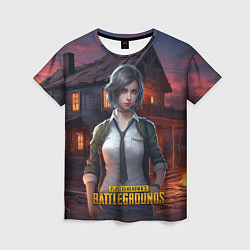 Женская футболка PUBG девушка в игре