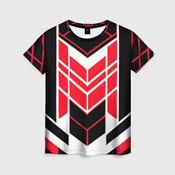 Футболка женская Red and white lines on a black background, цвет: 3D-принт