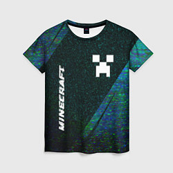 Женская футболка Minecraft glitch blue