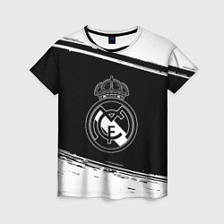 Женская футболка Реал мадрид белое лого