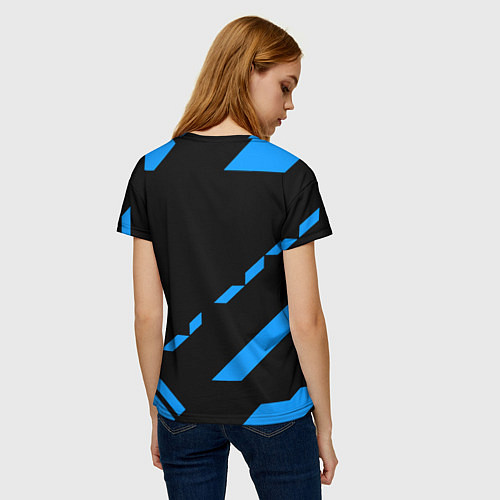 Женская футболка PUBG blue geometry / 3D-принт – фото 4
