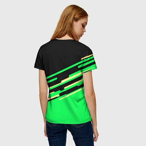 Женская футболка Razer line green pattern / 3D-принт – фото 4