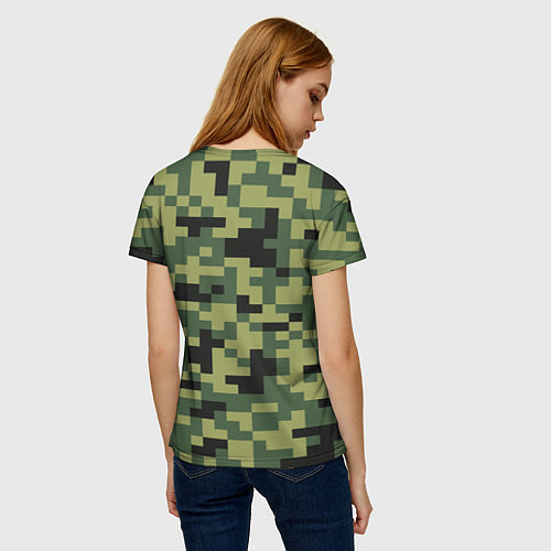 Женская футболка Камуфляжный стиль текстура пикселя / 3D-принт – фото 4