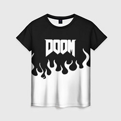 Женская футболка Doom fire white