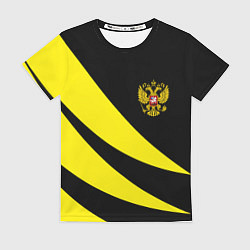Женская футболка Россия текстура жёлтый