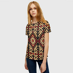 Футболка женская Орнамент макошь, цвет: 3D-принт — фото 2
