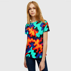 Футболка женская Разноцветный кислотный камуфляж, цвет: 3D-принт — фото 2
