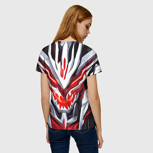 Женская футболка Абстрактный красный кибер демон / 3D-принт – фото 4