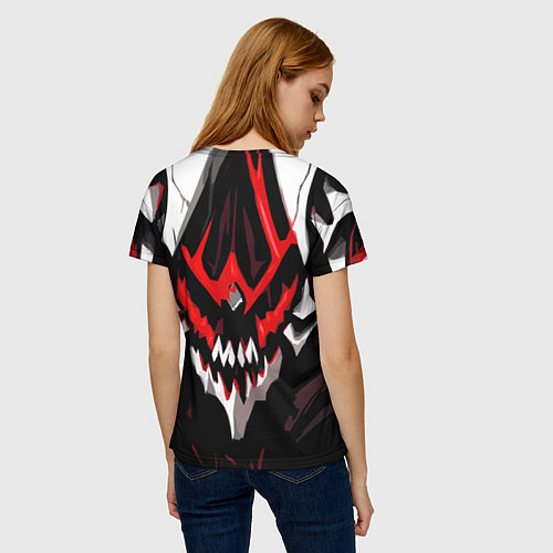 Женская футболка Абстрактное красное лицо монстра / 3D-принт – фото 4