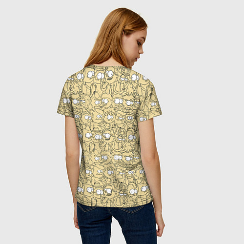 Женская футболка Дудл человечки носатые - паттерн / 3D-принт – фото 4